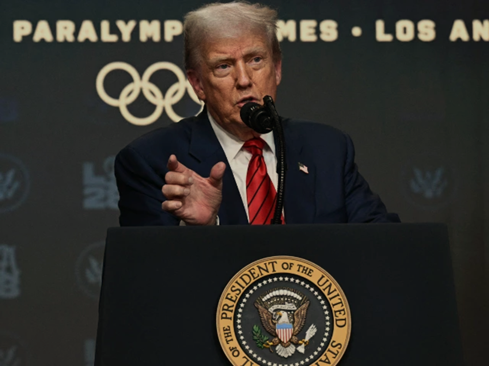 US President Donald Trump speaks before signing an executive order on creating a White House 2028 Olympics task force in the South Court Auditorium of the White House in Washington, DC, on August 5, 2025. Photo: AFP